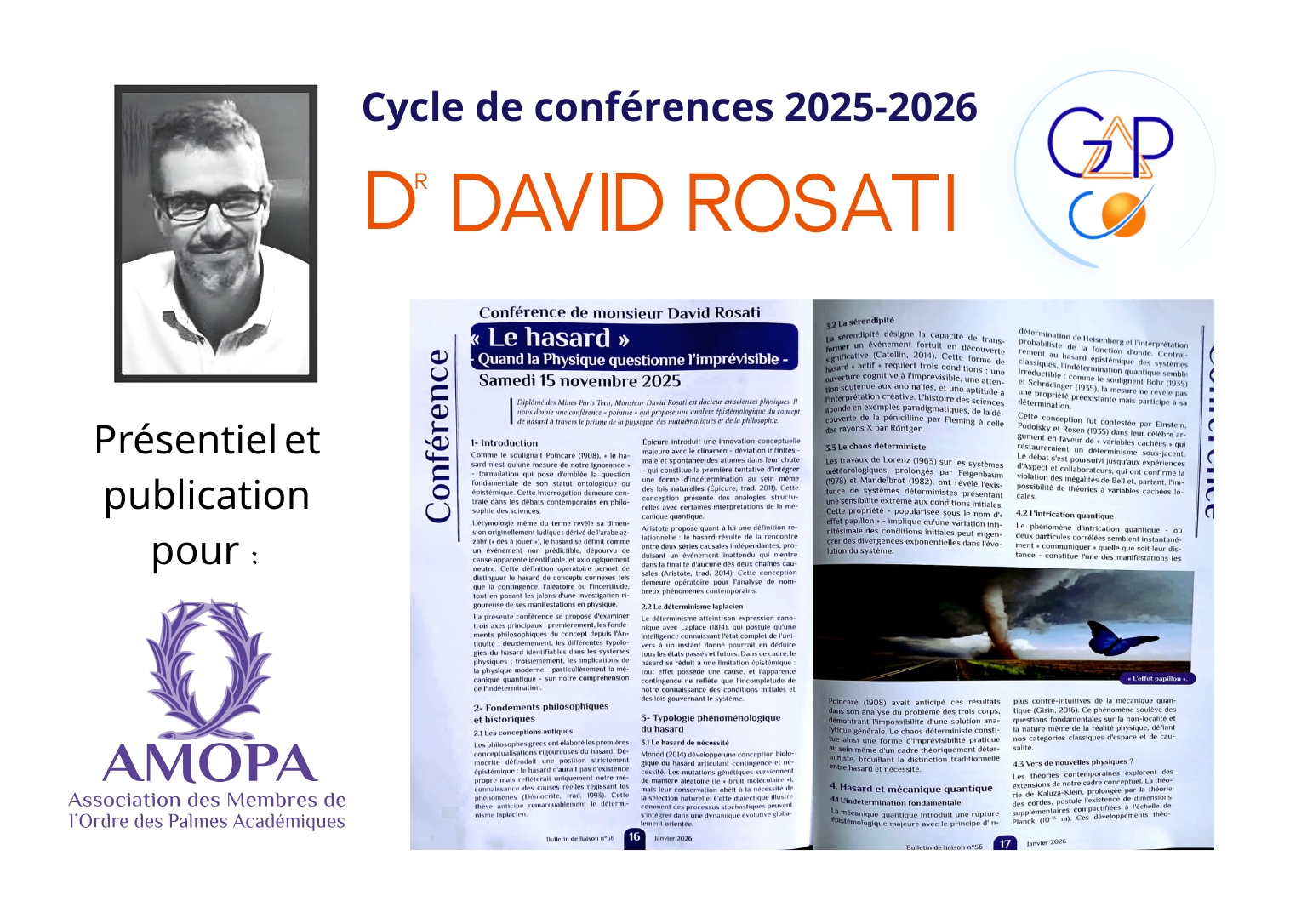 Cycle de conférences de David Rosati pour l'AMOPA. Dr Rosati; fondateur de Gap-Co, consulting entreprises et incubateur de startup, sur la réussite entrepreneuriale : principes généraux et transversalité. Solutions innovantes Gap-Co, Para DoXa. Impact positif des think tanks sur l'innovation entrepreneuriale https://gap-co.fr transmission des savoirs Média communication, Innovation Entrepreneuriat Consulting Stratégie digitale Développement durable Gestion de projet Accompagnement entrepreneurial Communication digitale Analyse de marché Networking Investissement Hautes Alpes et monde